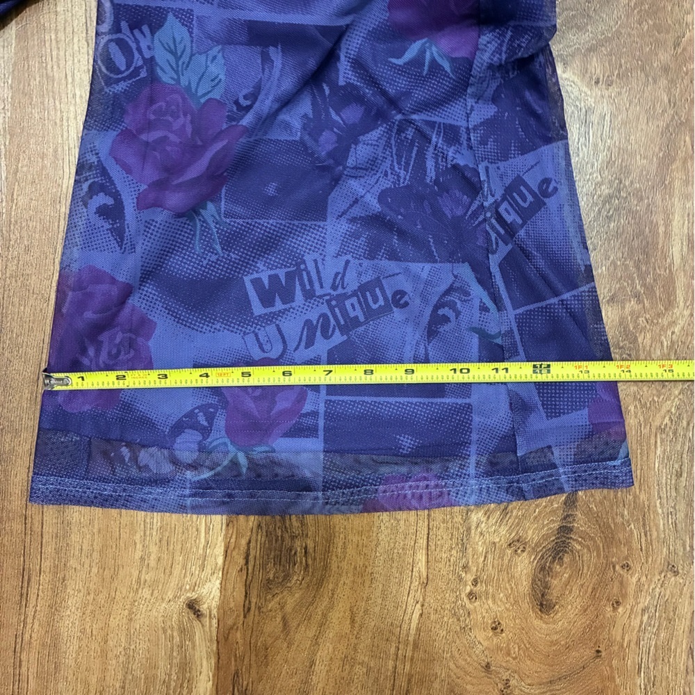 Torrid Betsey Johnson Mesh Flare Pants Purple Rose Logo Print LikeNew Condition - Picture 6 of 9